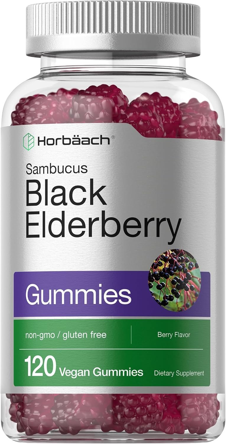 Horbaach Black Elderberry Gummies | 120 Count | Berry Flavor
