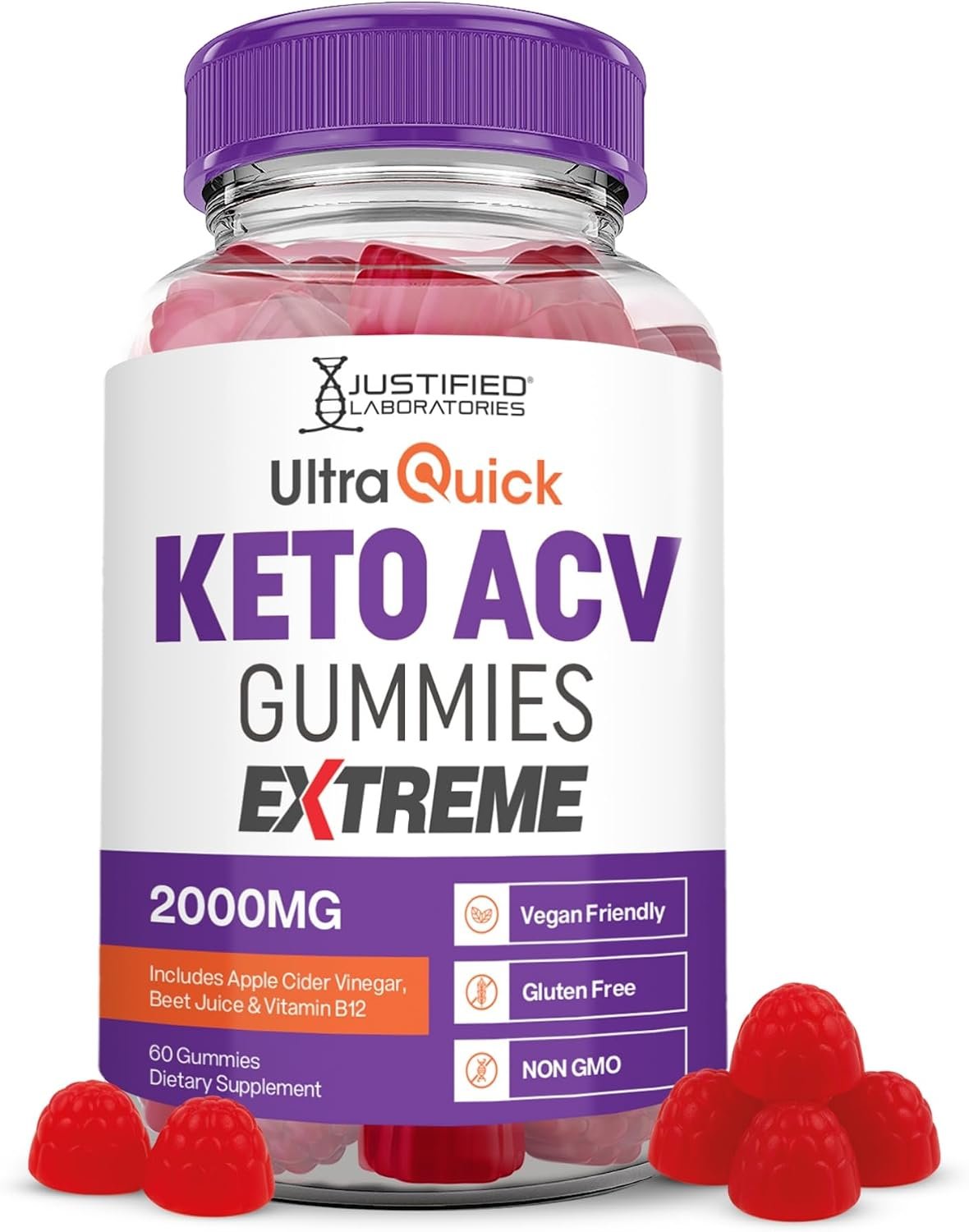 Justified Laboratories Ultra Quick Keto ACV Gummies Extreme (2000 mg)