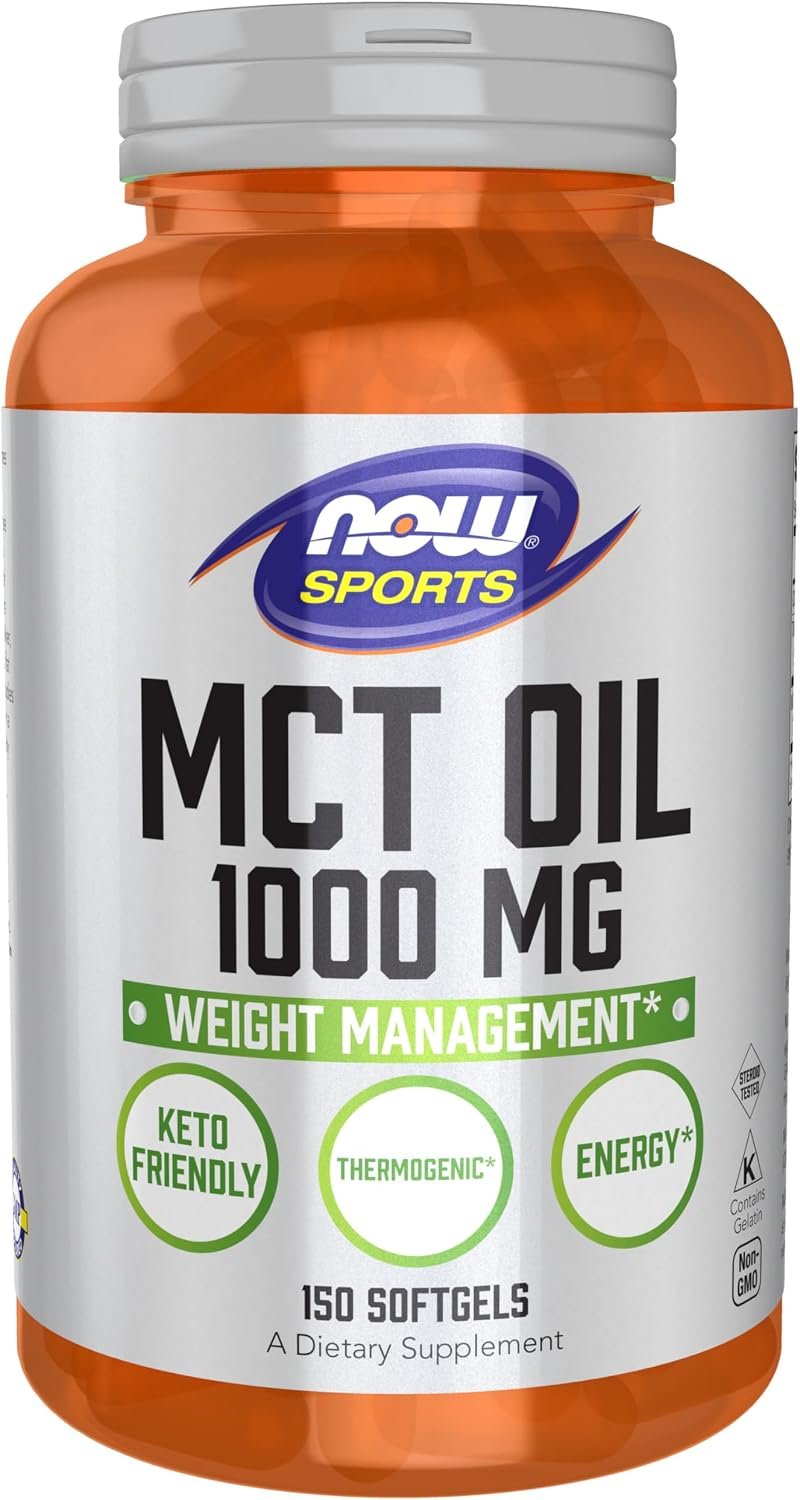 NOW Foods Sports Nutrition, MCT (Medium-chain triglycerides) Oil 1,000 mg, Weight Management, 150 Softgels