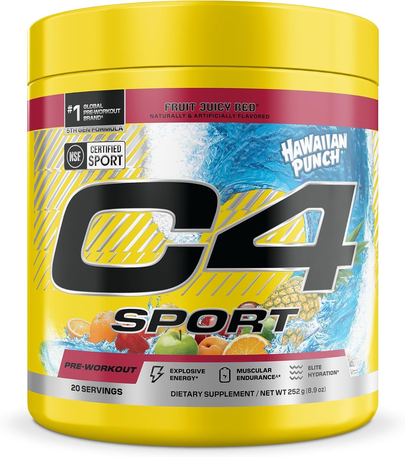 C4 Sport Pre Workout with 200mg Caffeine, Hawaiian Punch, 20 Servings