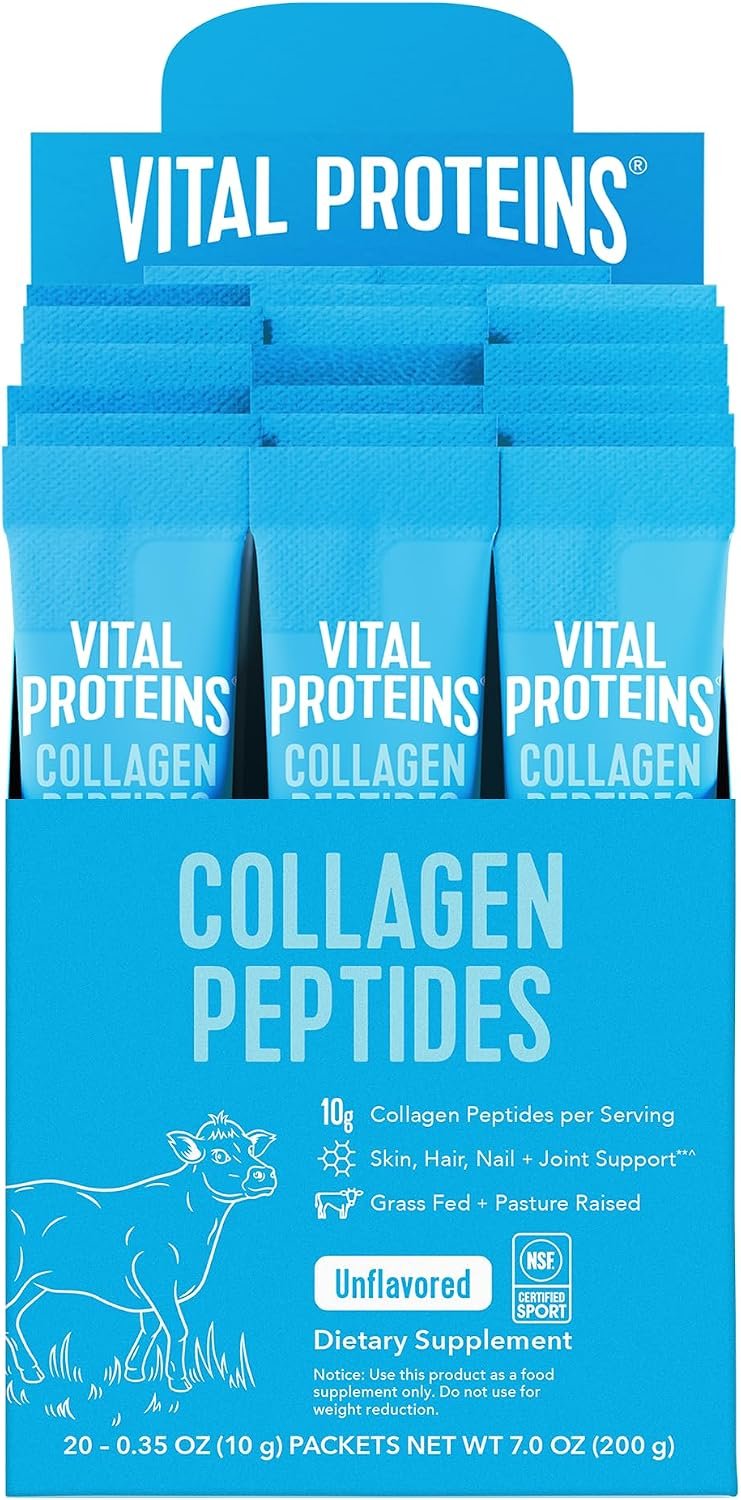 Vital Proteins Collagen Peptides Powder, Unflavored Stick Packs, 20 Count