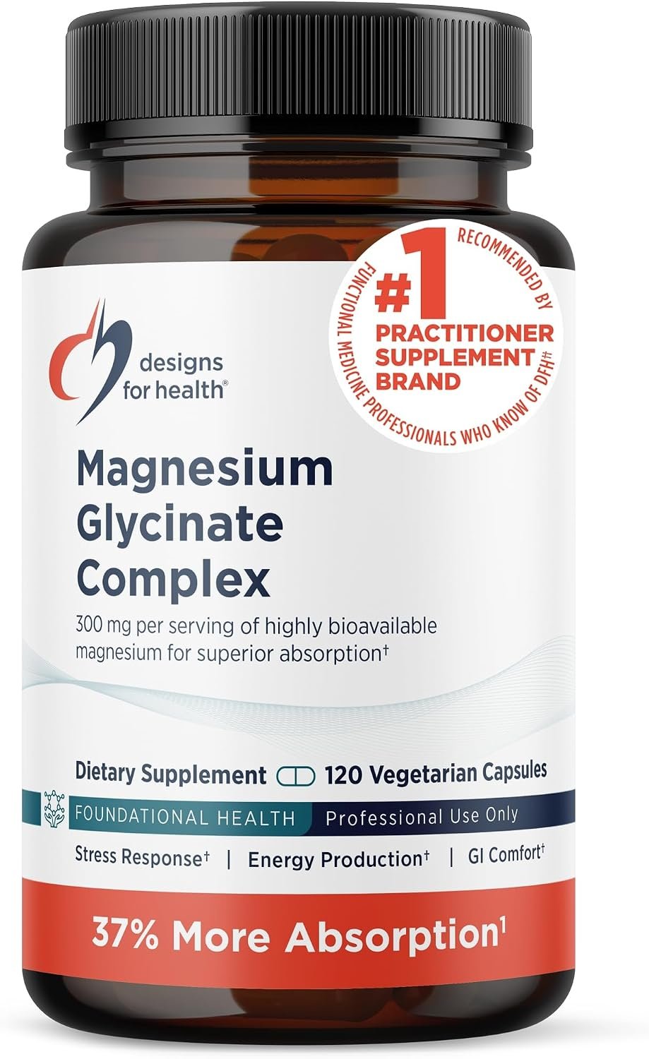 Designs for Health Magnesium Glycinate Complex, High Absorption, 120 Count