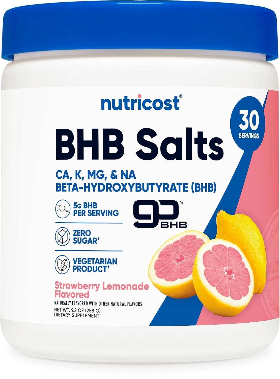 Nutricost BHB Salts Drink Mix (Strawberry Lemonade Flavored) 30 Servings