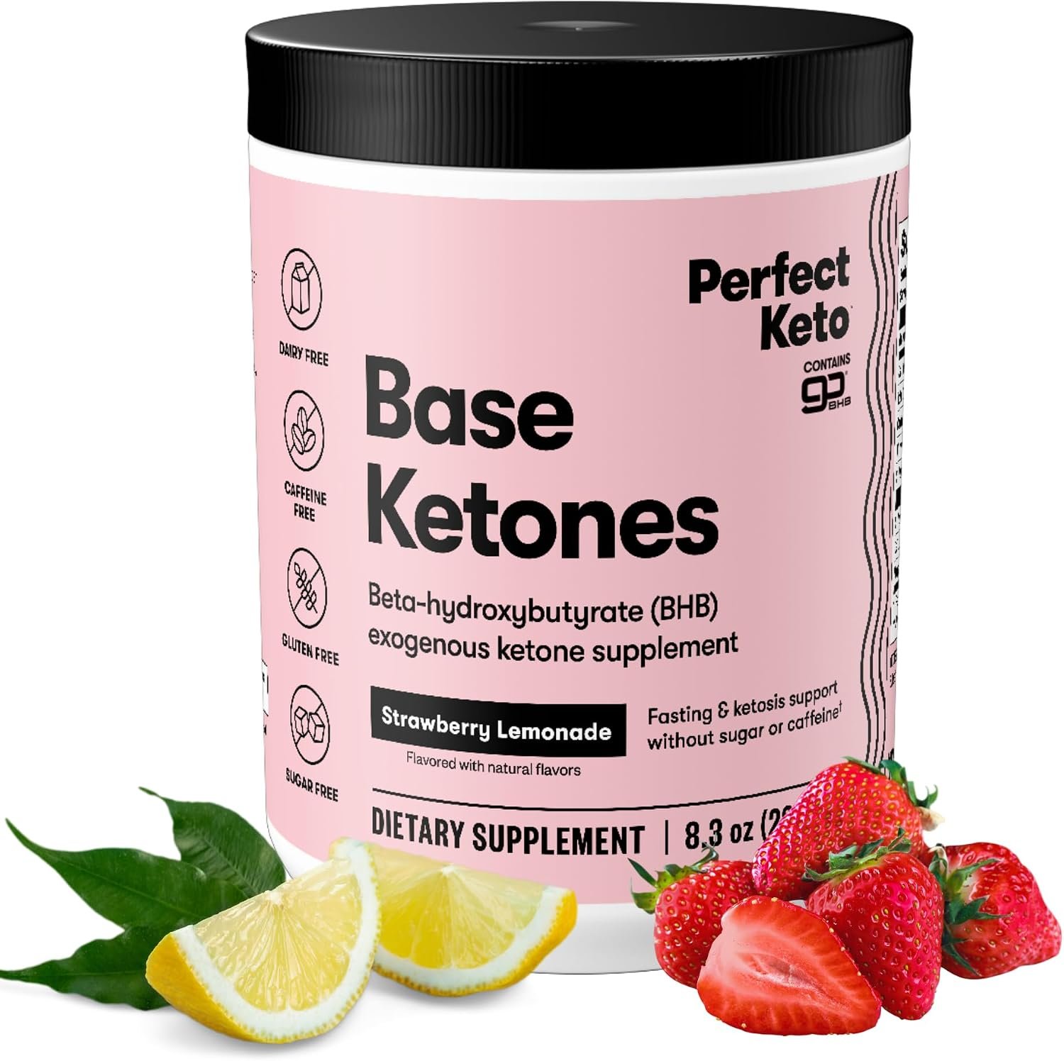 Perfect Keto Exogenous Ketones Powder, Strawberry Lemonade Flavor | 8.57 oz