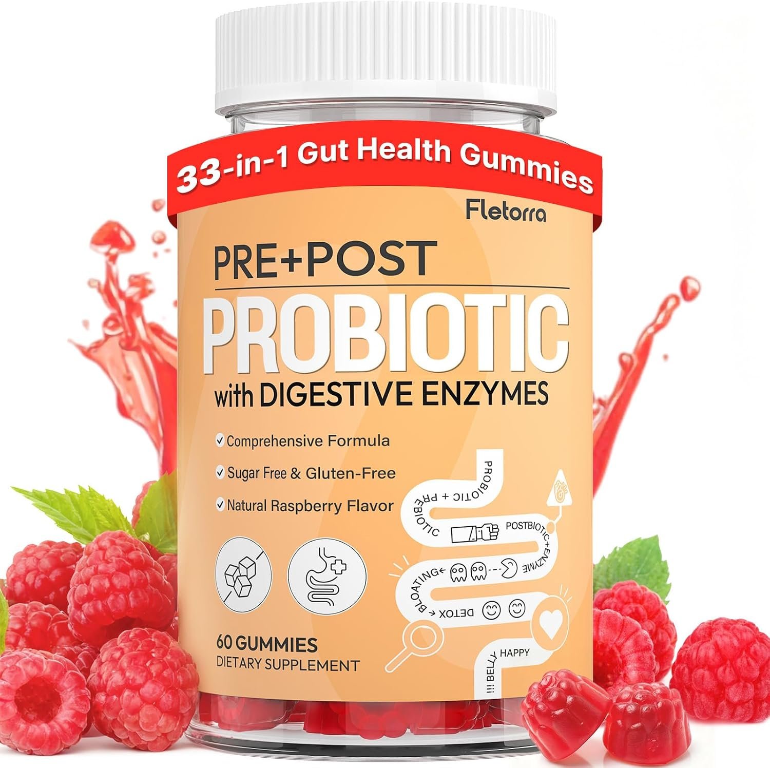 Probiotic Gummies, Probiotics for Gut Health, 0 Sugar – 60 Counts