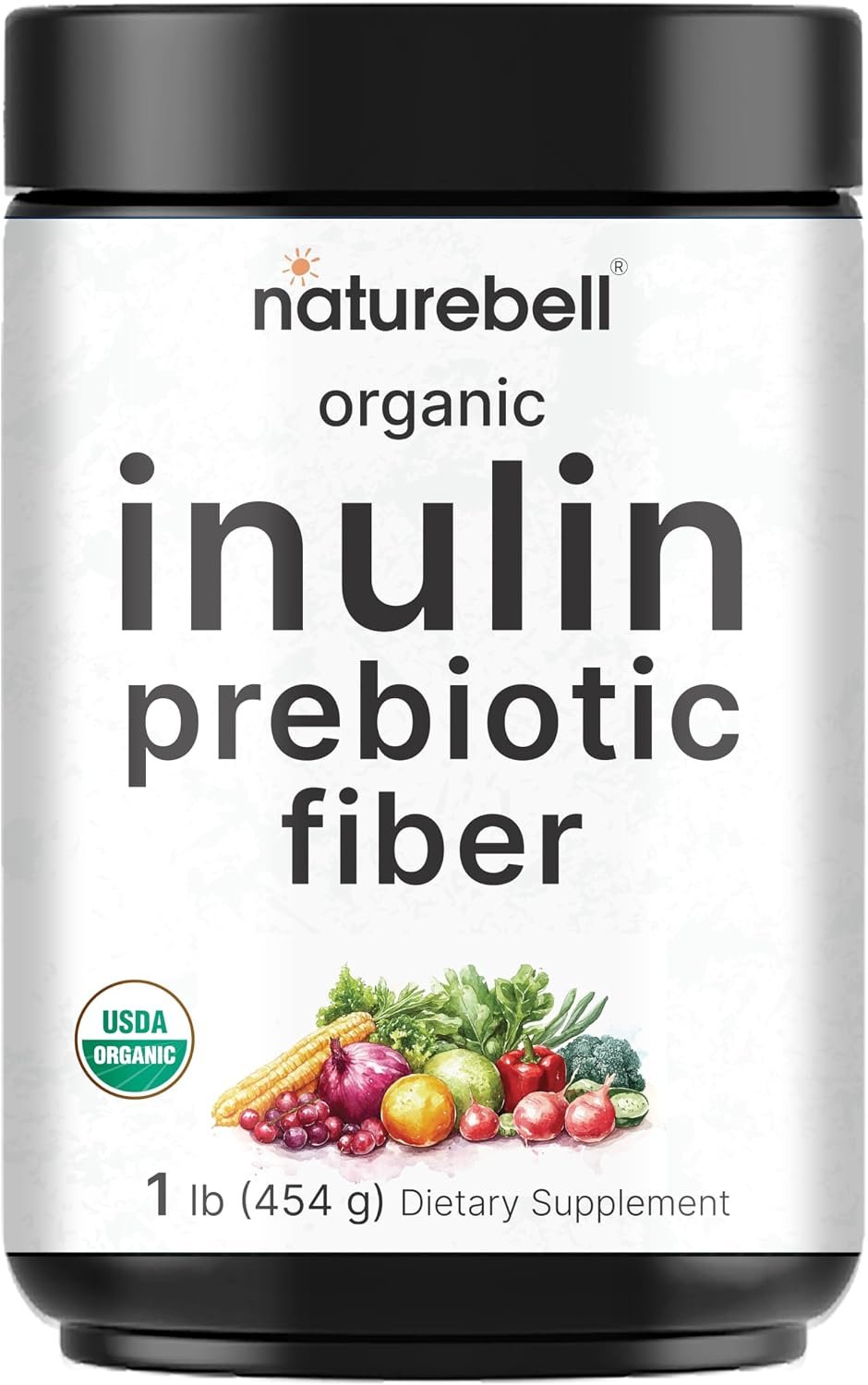 NatureBell Organic Inulin Prebiotic Fiber Powder, 1lb | Natural Chicory Root Source – Easily Mixes with Coffee or Smoothies – Fiber Supplement for Women & Men – Non-GMO, Vegan Friendly, Gluten Free