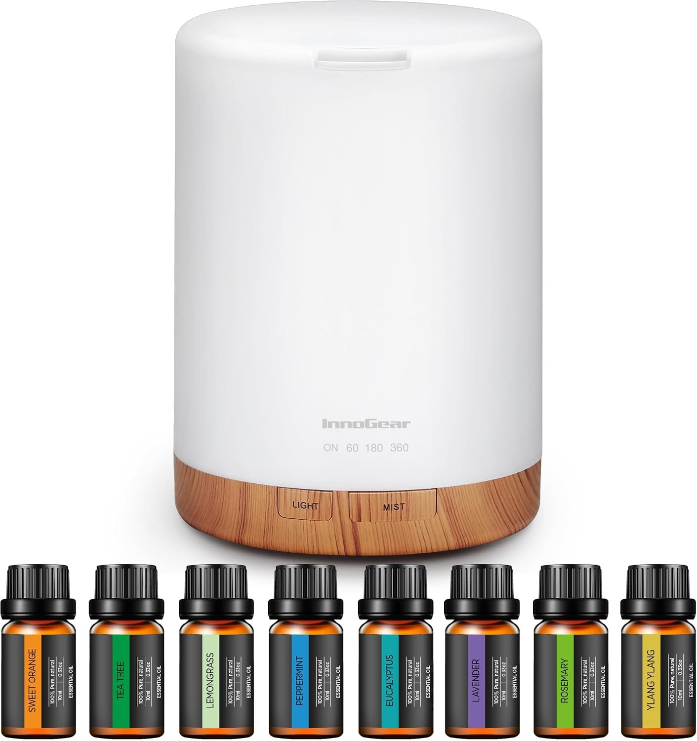 InnoGear 300ml Aromatherapy Essential Oil Diffuser 8 Oils Gift Set
