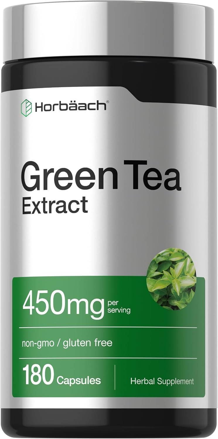 Horbäach Green Tea Extract Supplement | 450mg | 180 Capsules