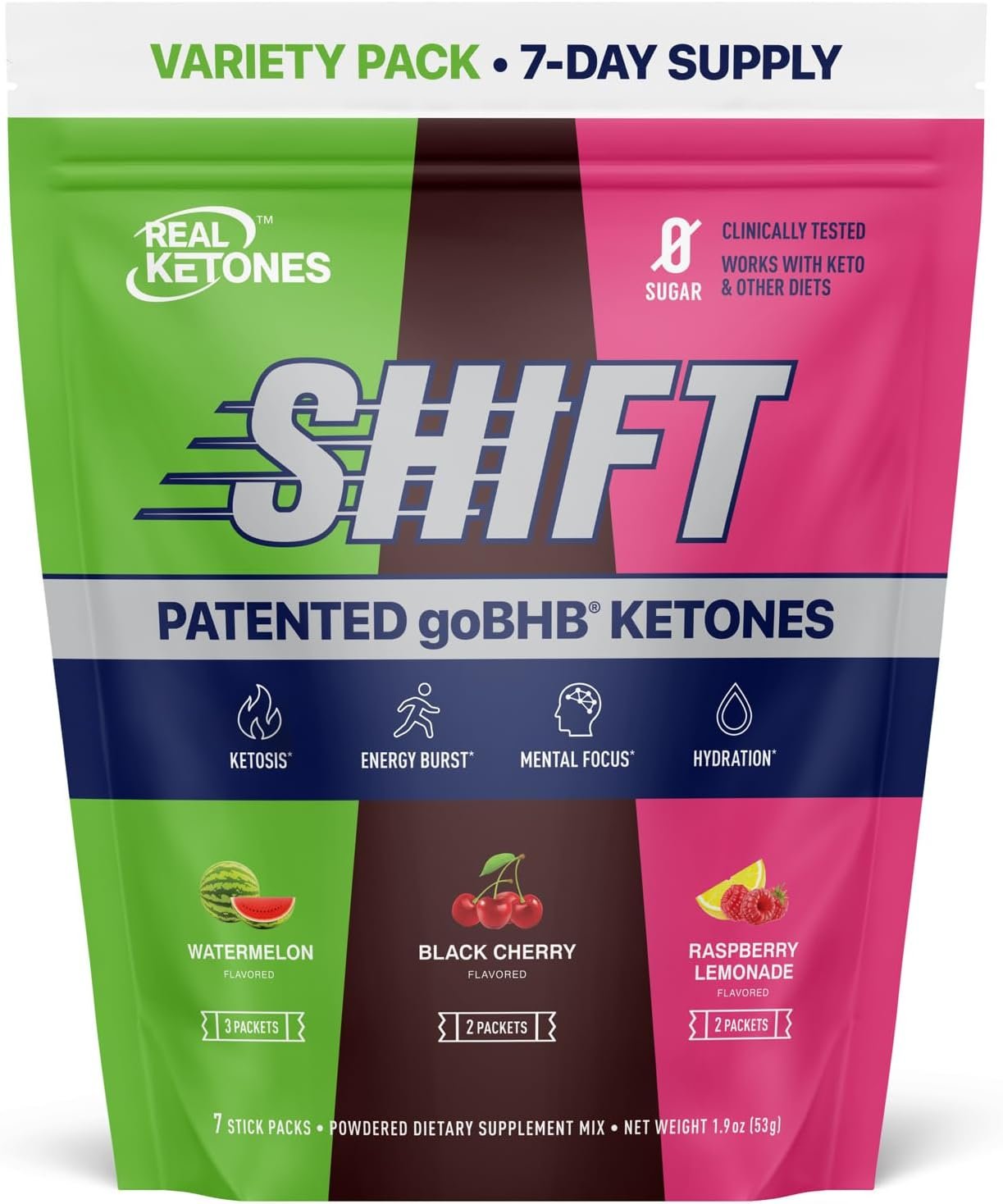 Real Ketones BHB Exogenous Ketones Drink Mix Packets Keto Electrolytes Powder Packets No Sugar with 4 Main Fasting Electrolytes Plus Hydrating Patented Keto BHB – 7 Count Variety Pack