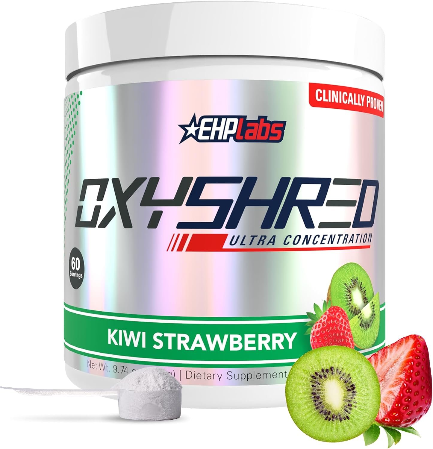 EHP Labs OxyShred Pre Workout Powder – Preworkout Powder with L Glutamine & Acetyl L Carnitine, Energy Boost Drink – Kiwi Strawberry, 60 Servings