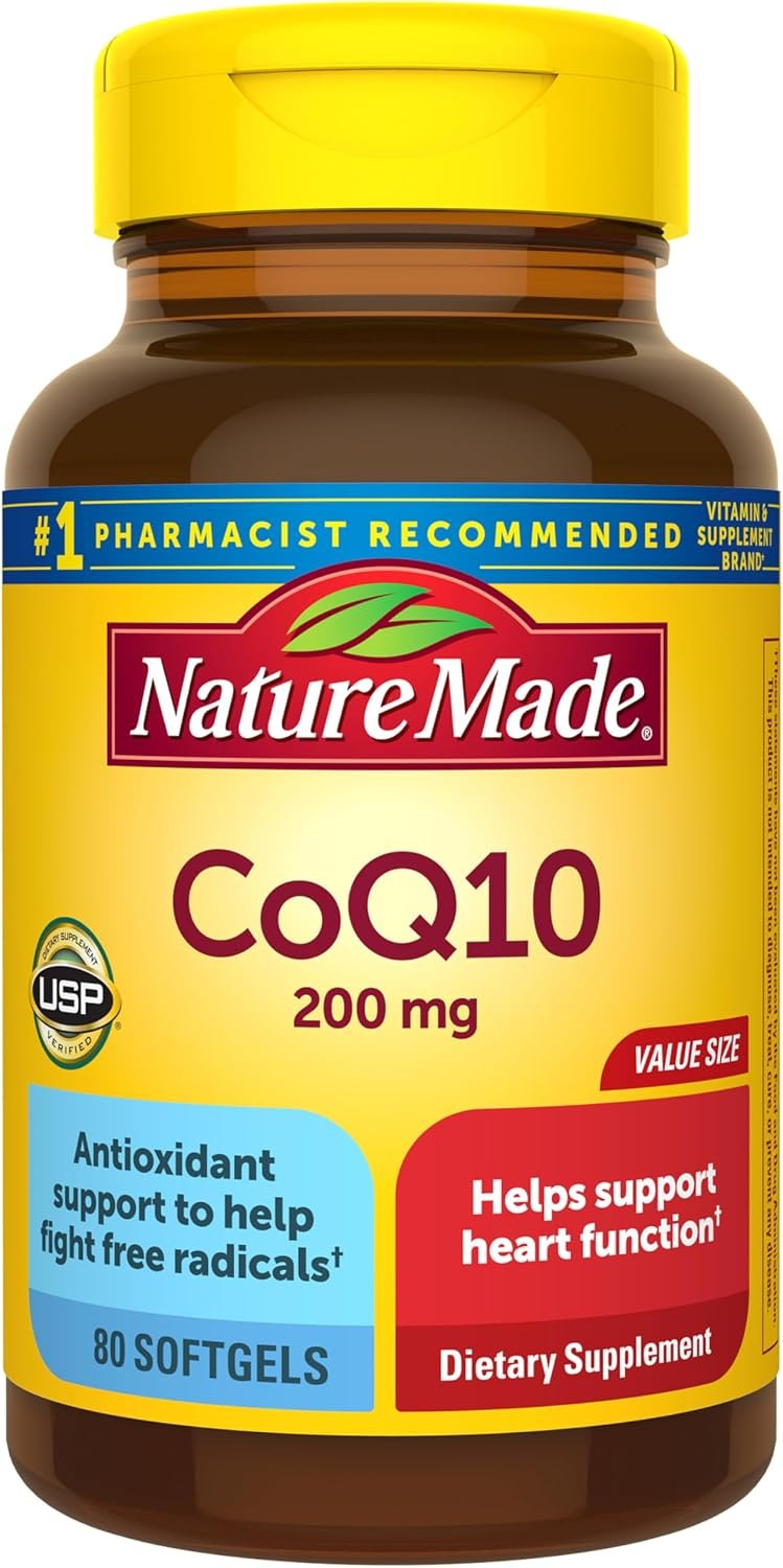 Nature Made CoQ10 200mg Softgels for Heart Health Support, 80 Softgels