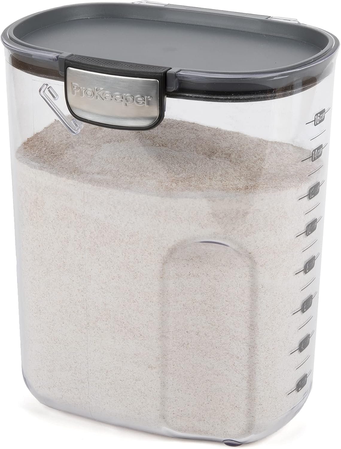 ProKeeper+ by Progressive International Clear Plastic Airtight Food Baker’s Kitchen Storage Organization Container Canister Set with Magnetic Accessories (Flour 4-Quart)
