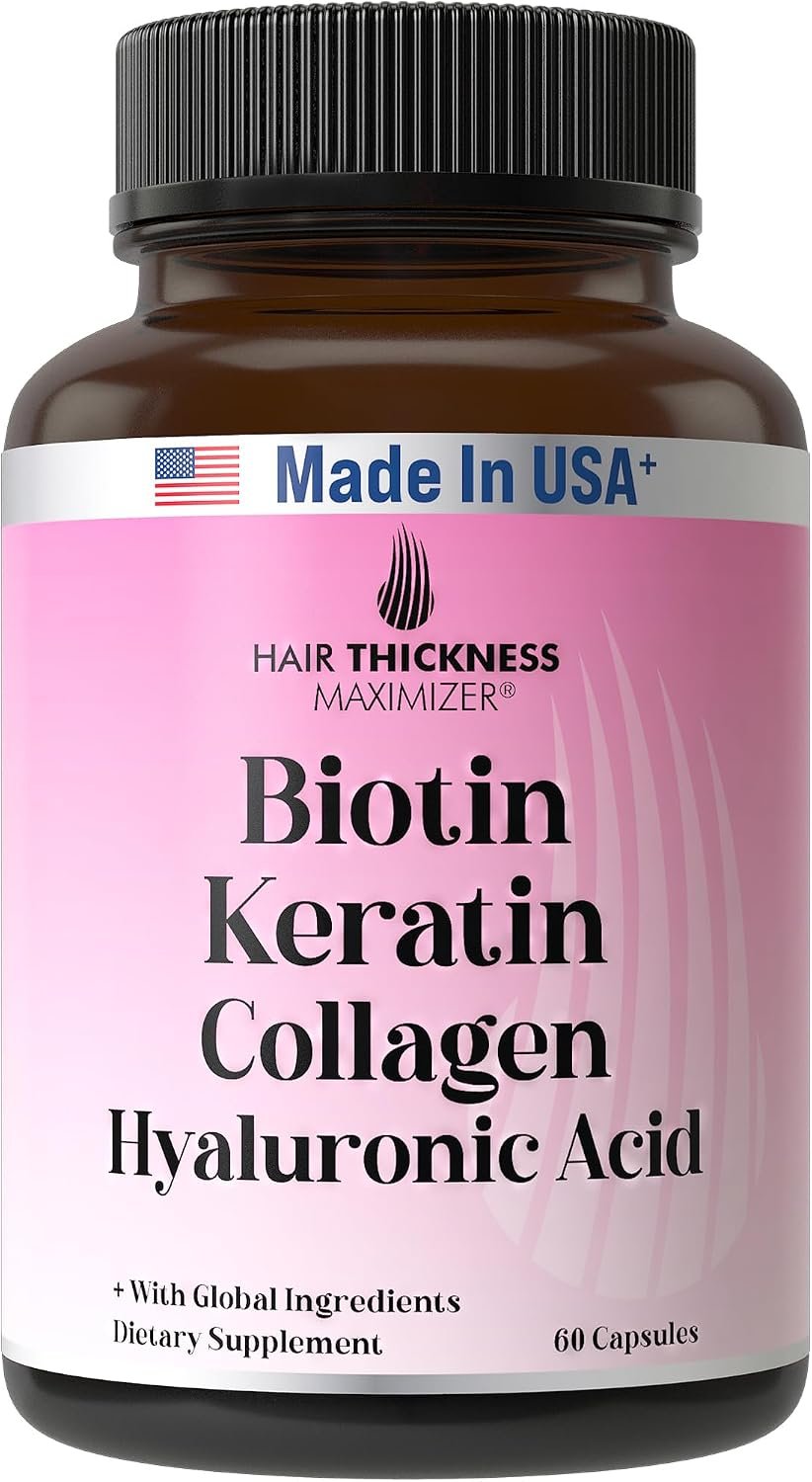 Biotin + Keratin + Marine Collagen + Hyaluronic Acid 4-in-1. USA Made