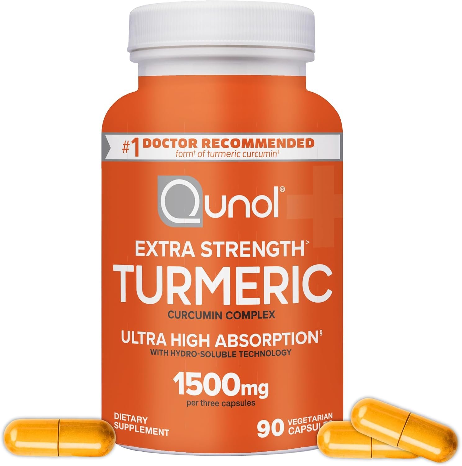 Qunol Turmeric Curcumin 1500mg, Ultra High Absorption Supplement, 90 Count
