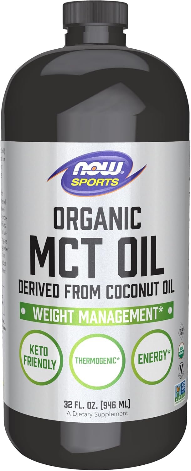 NOW Sports, Organic MCT Oil 14 g, Plastic Bottle, 32 fl. oz