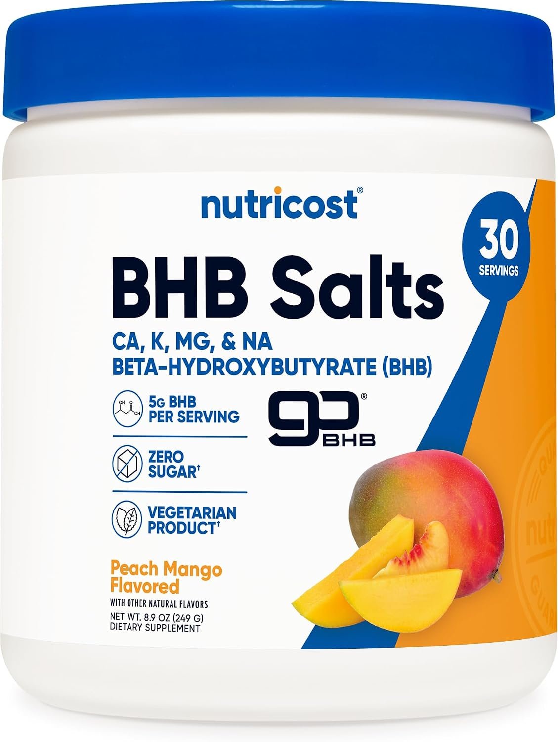Nutricost BHB Salts Drink Mix (Peach Mango) 30 Servings, 5G BHB Per Serving