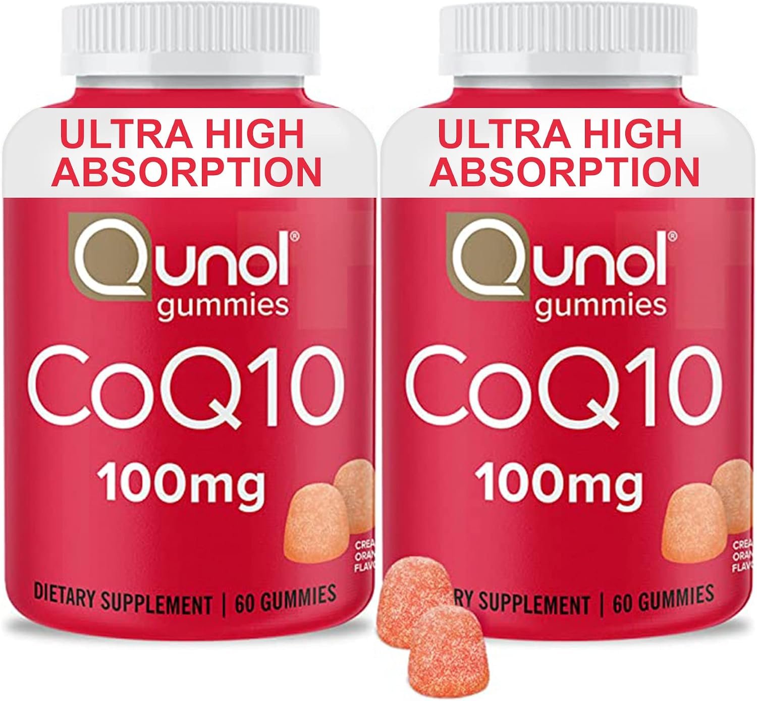 Qunol CoQ10 100mg Gummy, Ultra High Absorption, Antioxidant, 120 Gummies