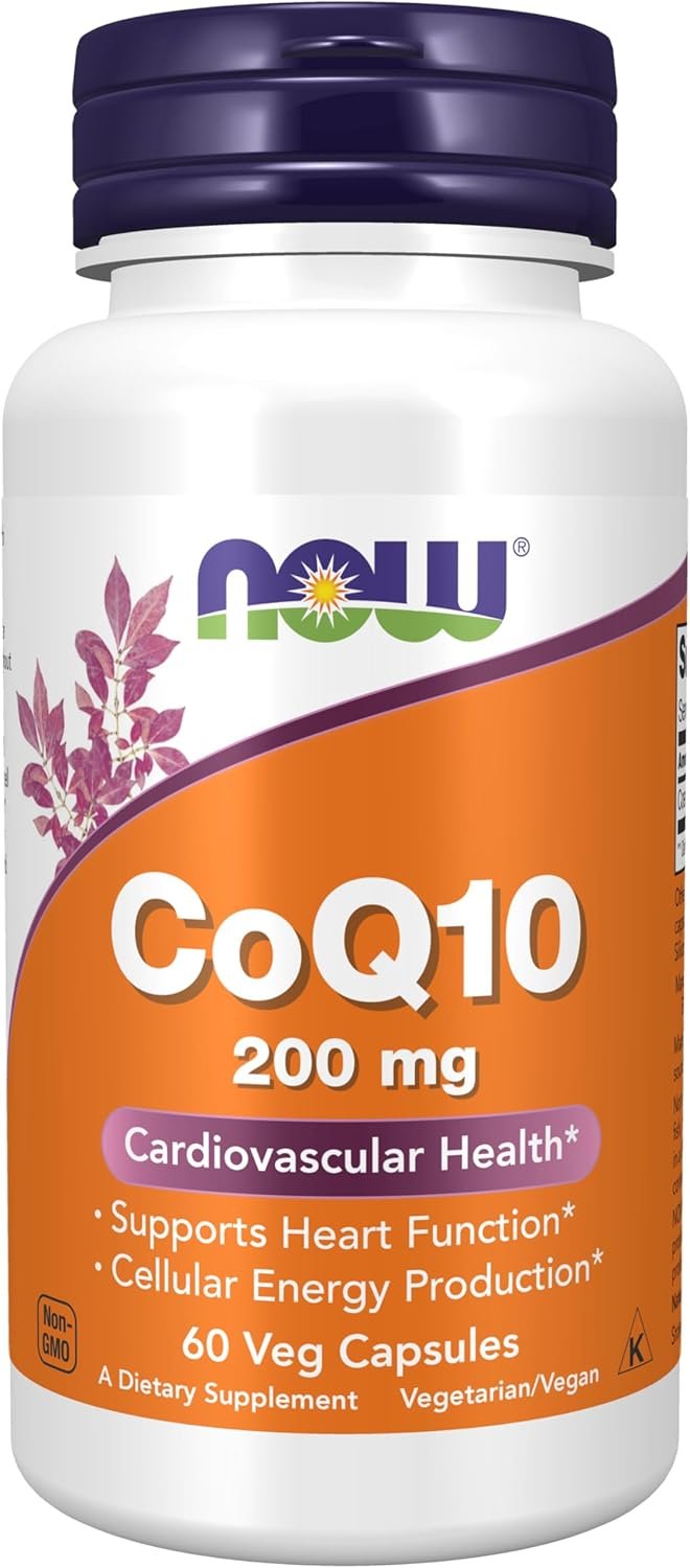NOW Supplements, CoQ10 200 mg, Pharmaceutical Grade, 60 Veg Caps