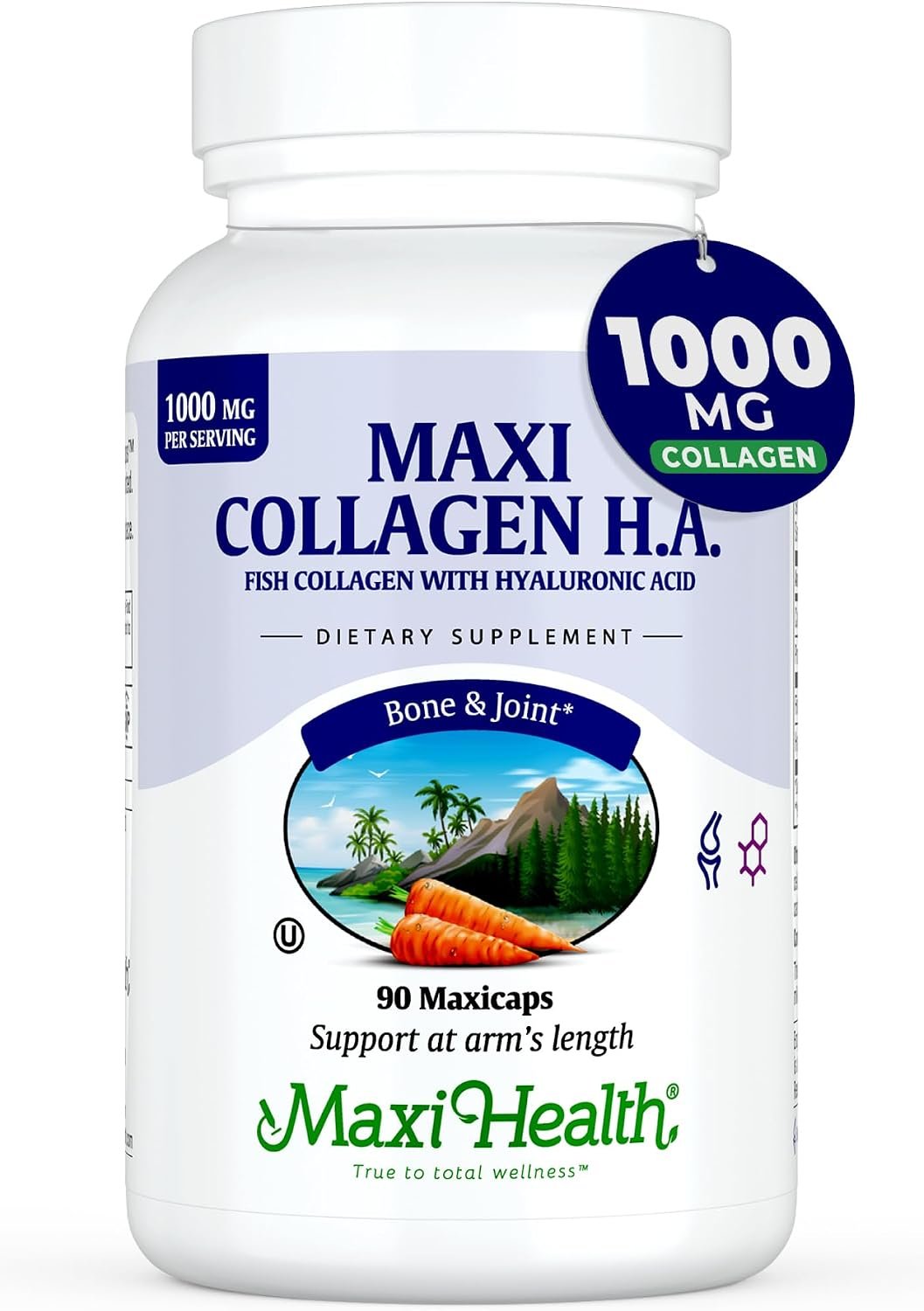 Maxi Health® Marine Collagen 1000mg with Hyaluronic Acid (90 Count)