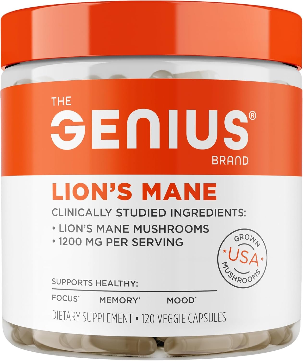 The Genius Brand Genius Lion’s Mane, Memory & Focus, 120 Veggie Ct