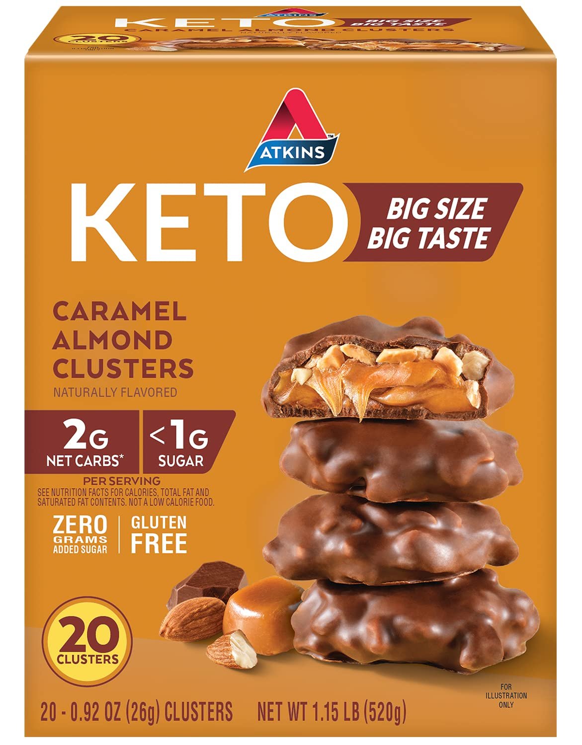 Atkins Caramel Almond Clusters, 20 Count