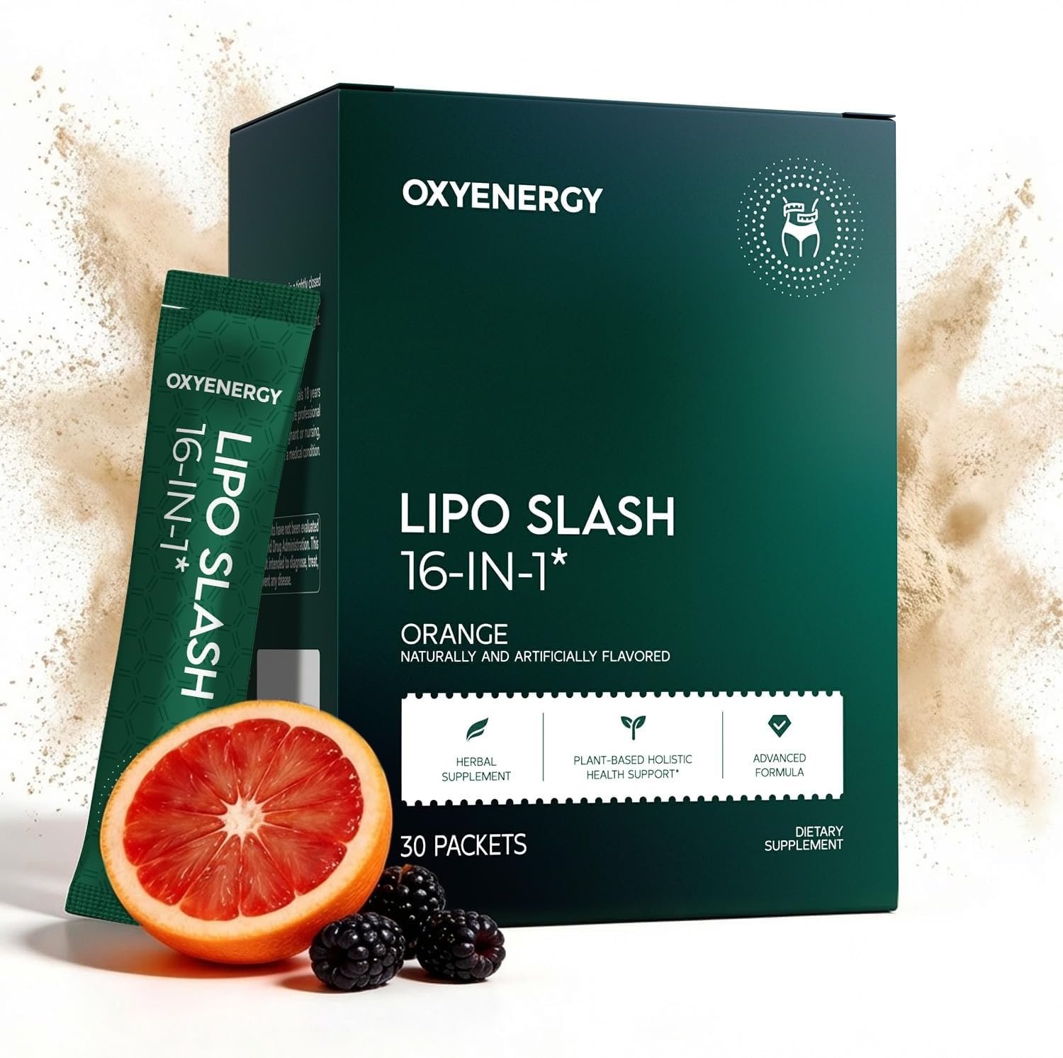 OxyEnergy LIPO Slash 16-in-1 Natural Weight Loss Supplement, 30 Packets