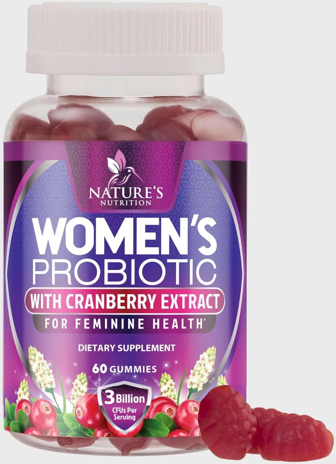 Probiotics for Women Gummies – 2 Billion CFU – 6 Premium Strains with Cranberry for PH Balance – Feminine Probiotics Digestive, Vaginal & Immune Support – Women’s Probiotic Health Gummy – 60 Gummies