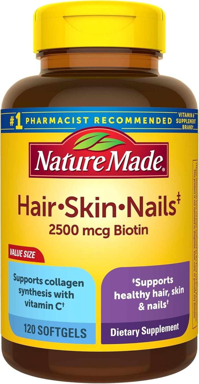 Nature Made Hair Skin and Nails with Biotin 2500 mcg, 120 Softgels
