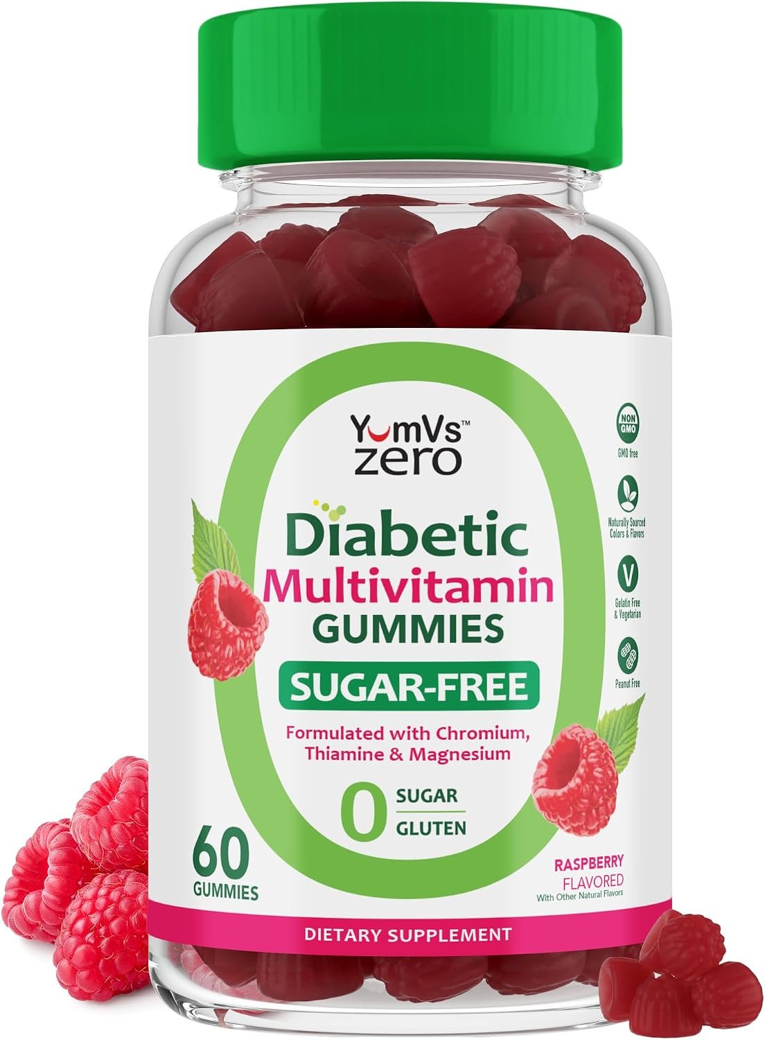 YUM-V’S Sugar Free Multivitamin Gummies, Raspberry (60 Count)