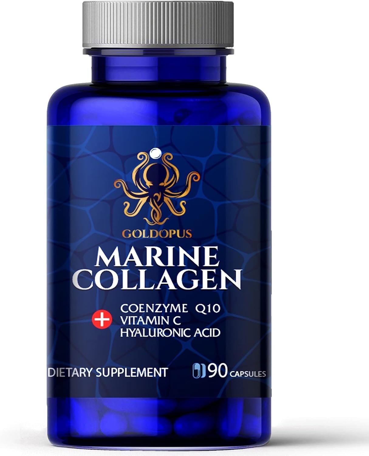 Marine Collagen Peptides Capsules with Hyaluronic Acid, Coenzyme Q10, Vitamin C – Preserve Beauty and Youth – Promote Firm Skin, Strong Nails&Hair, Healthy Joints, 90 Capsules, 1 Month Supply