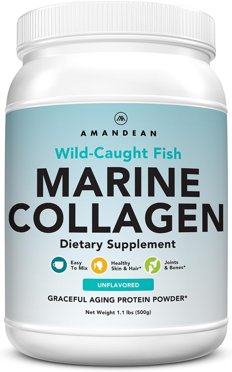 AMANDEAN Marine Collagen Peptides Powder, Wild-Caught Fish Collagen, 500g