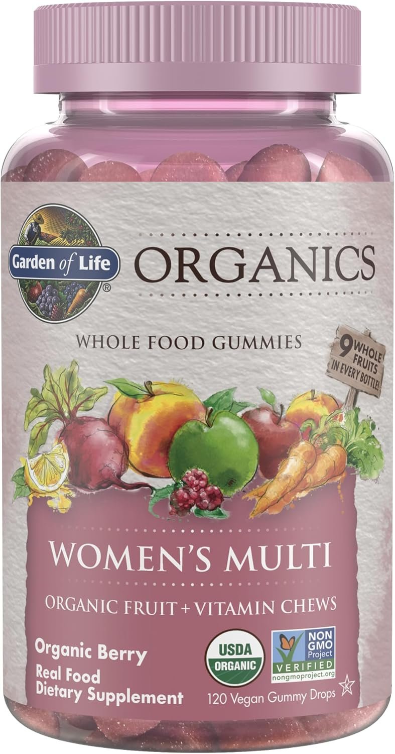 Garden of Life Organics Women’s Multivitamin Gummies, Berry, 120 Gummies
