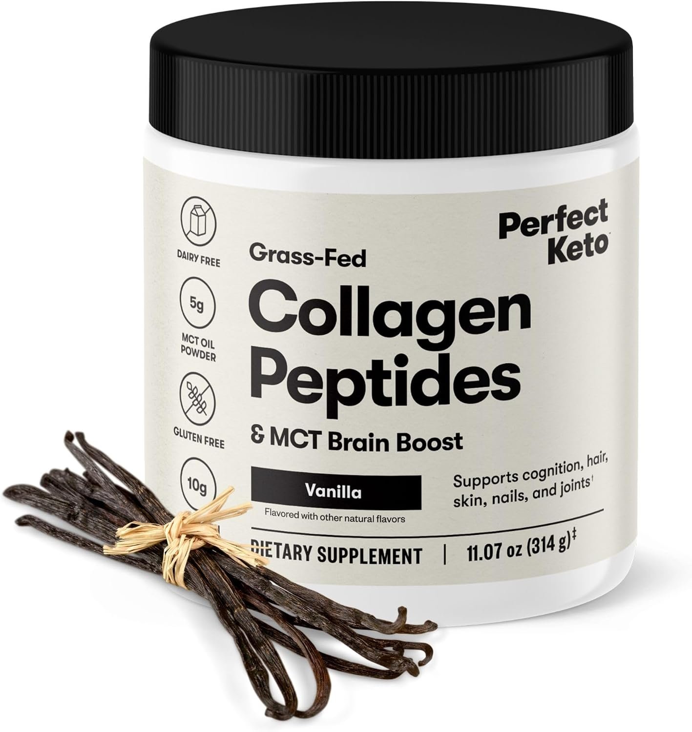 Perfect Keto Collagen Peptides Protein Powder, Vanilla | 20 Servings