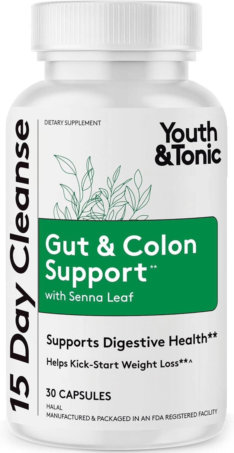 Youth & Tonic 15 Day Cleanse – Colon Cleanse & Gut Support, 30 Pills