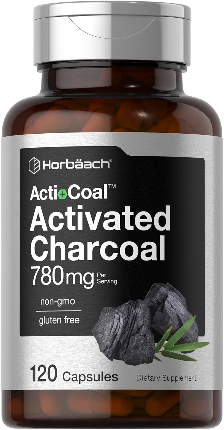 Horbäach Charcoal Pills 780mg | 120 Capsules
