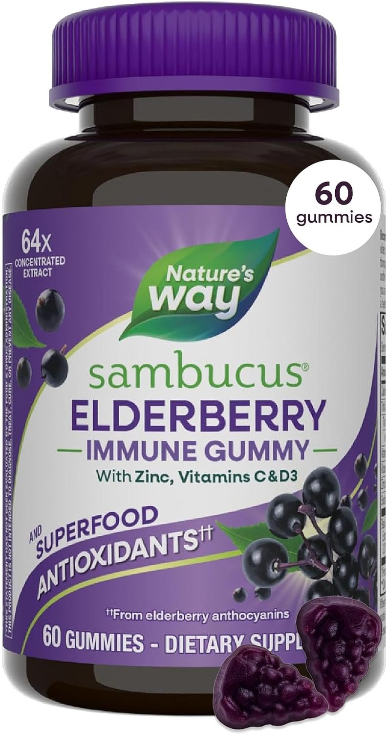 Nature’s Way Sambucus Elderberry Gummies for Immune Support* Ages 4+, 60 ct