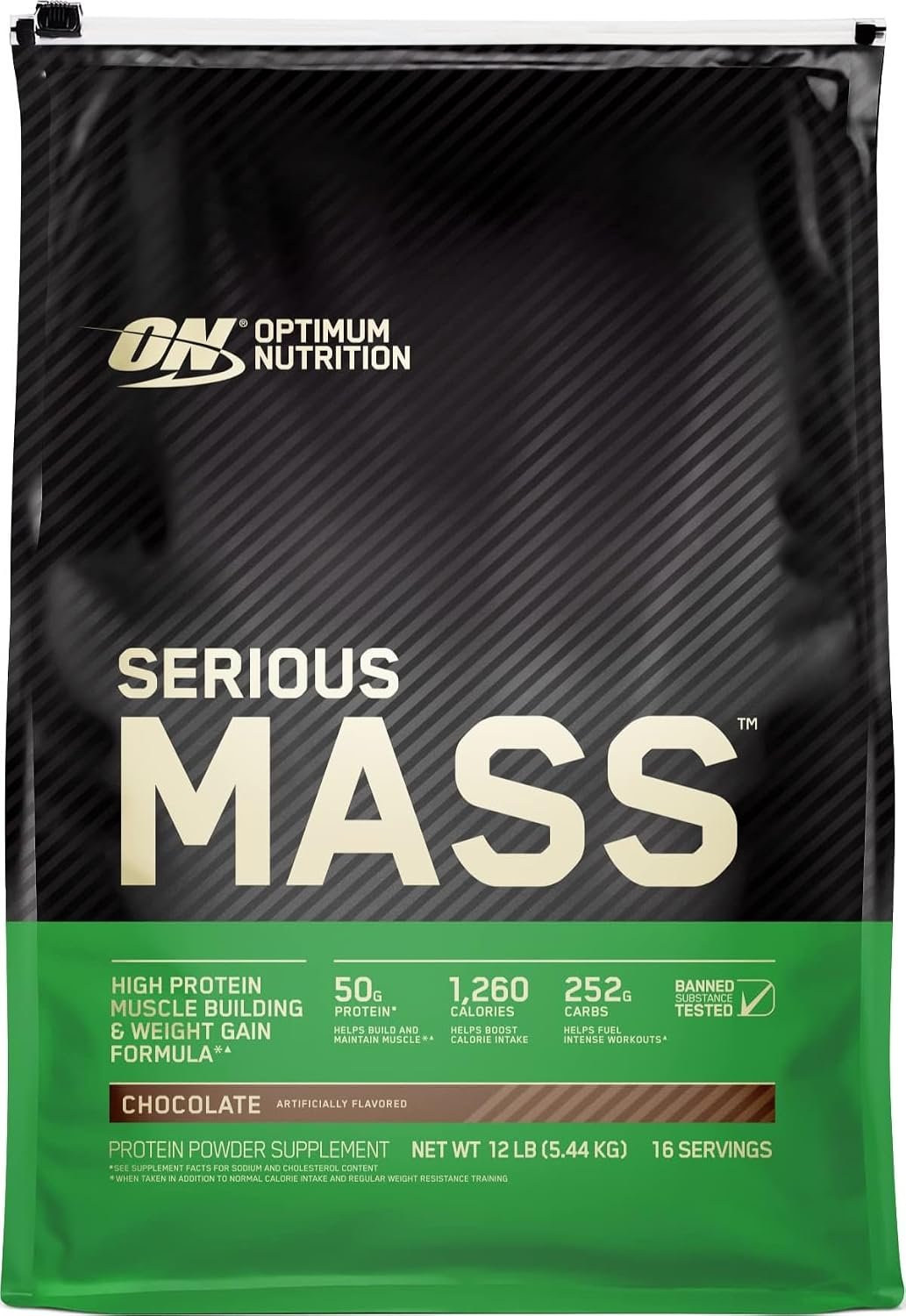 Optimum Nutrition Serious Mass Weight Gainer Protein Powder, Chocolate 12LB