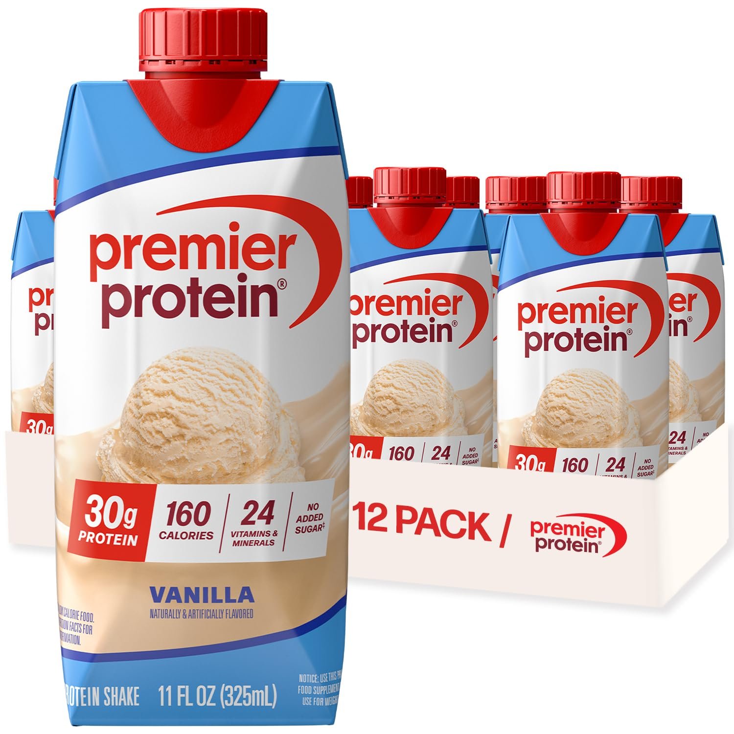 Premier Protein 30g High Protein Shake, Vanilla, 12 Pack