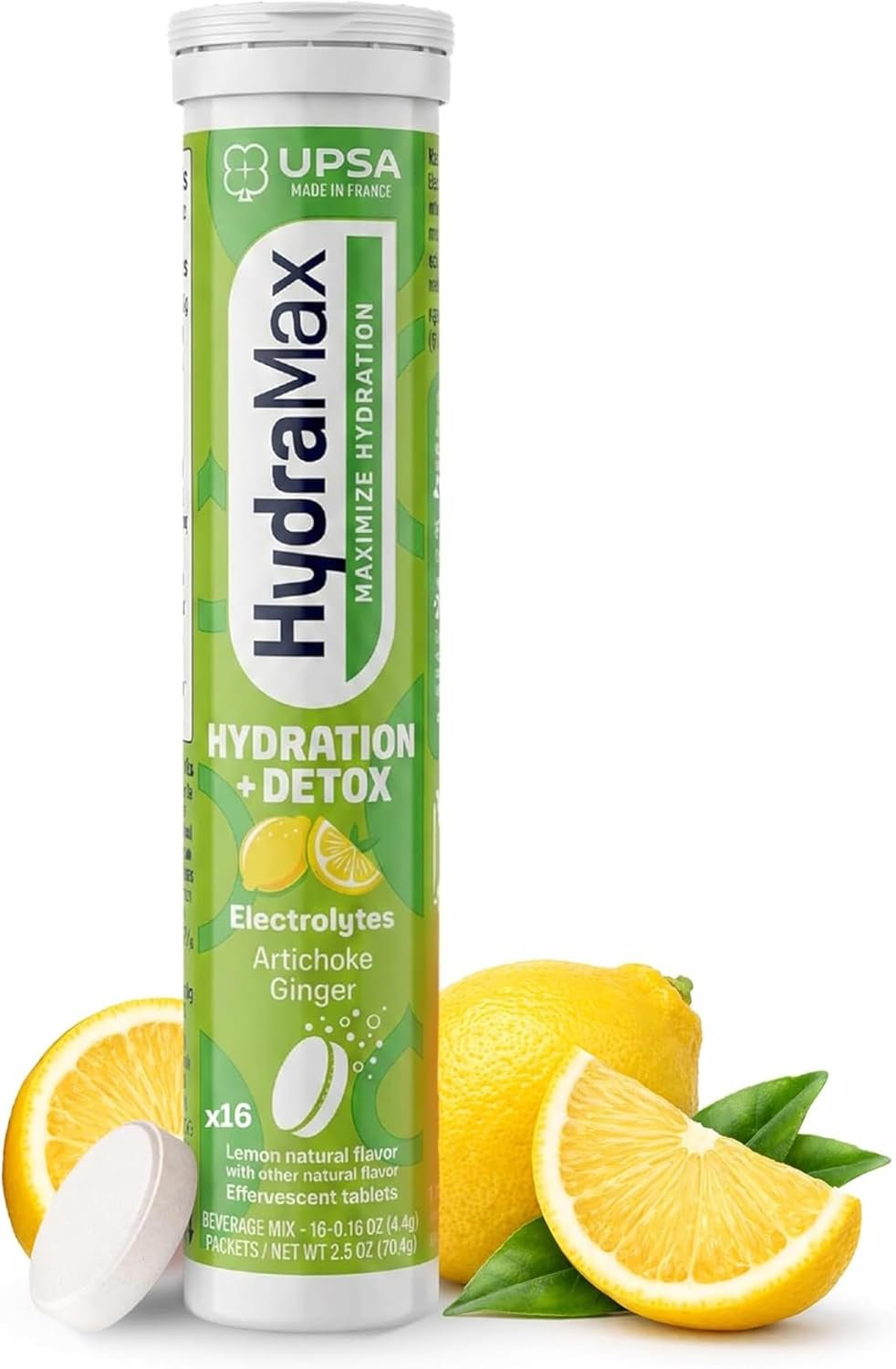 Upsa Hydramax Hydration + Detox Electrolyte Tablets, Lemon, 16 Count