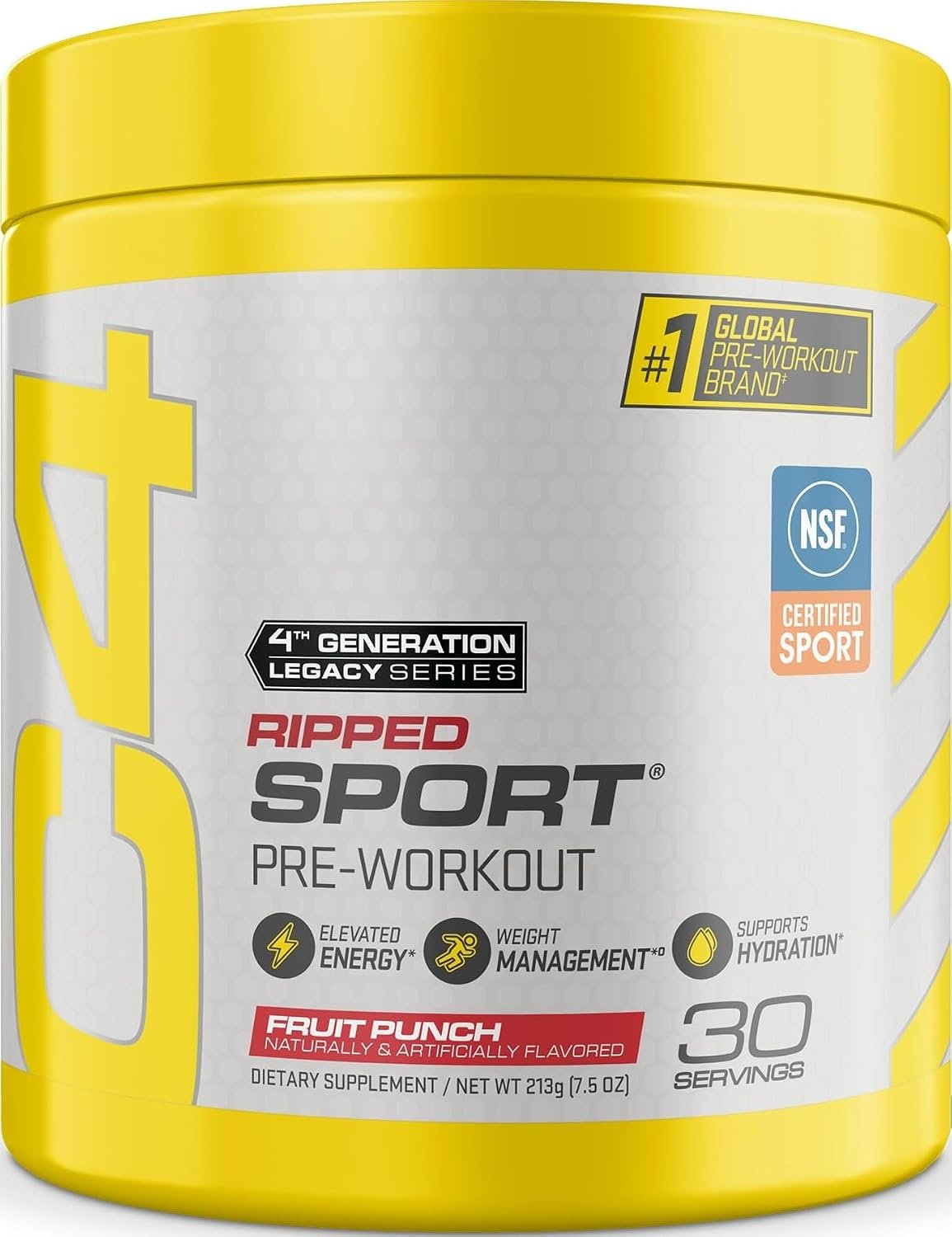 C4 Ripped Sport Pre Workout, 135mg Caffeine, Fruit Punch, 30 Servings