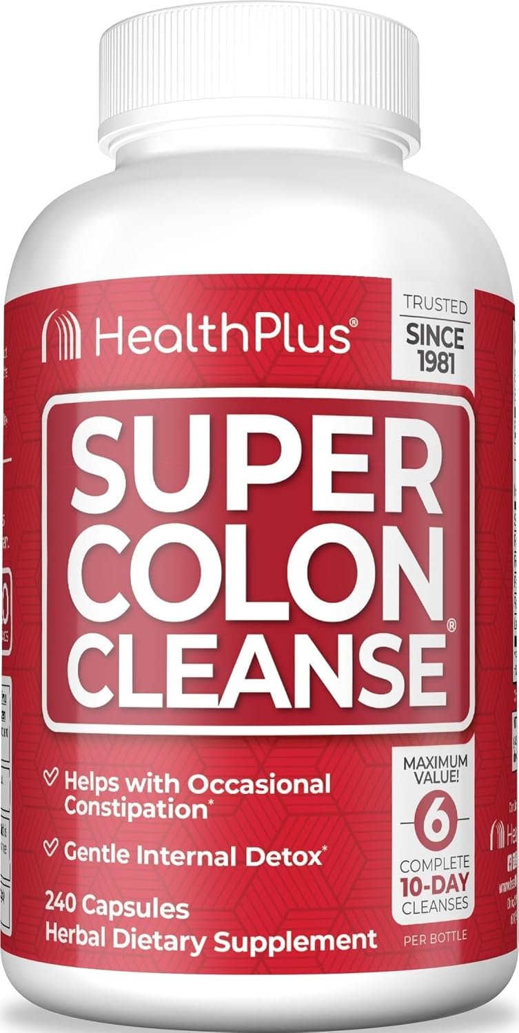 Health Plus Super Colon Cleanse Detox Capsules, 60 Day Supply, 240 Ct