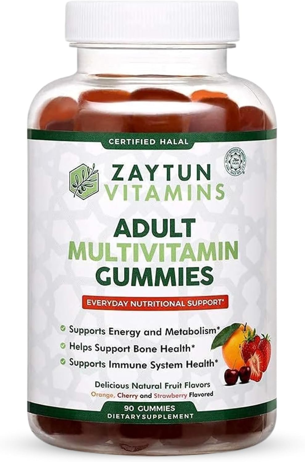 Zaytun Vitamins Halal Adult Multivitamin Gummies for Men, Women, Complete Everyday Nutritional Support with Biotin, Vegan, Natural Fruit Flavors, Non-GMO, Made in USA – Halal Vitamins