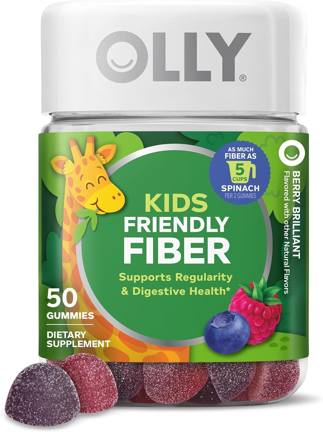 OLLY Kids Friendly Fiber Gummy, Digestion Support* Dietary Fiber – 50 Count