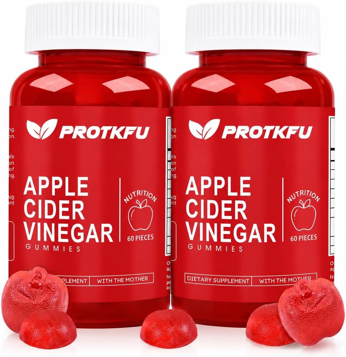 ProTKFU 1000mg Apple Cider Vinegar Gummies, 120 Count | ACV Gummies with Vitamin B12 & B6, Supports Metabolism, Digestive, Immune Health, Vegan, Gelatin-Free