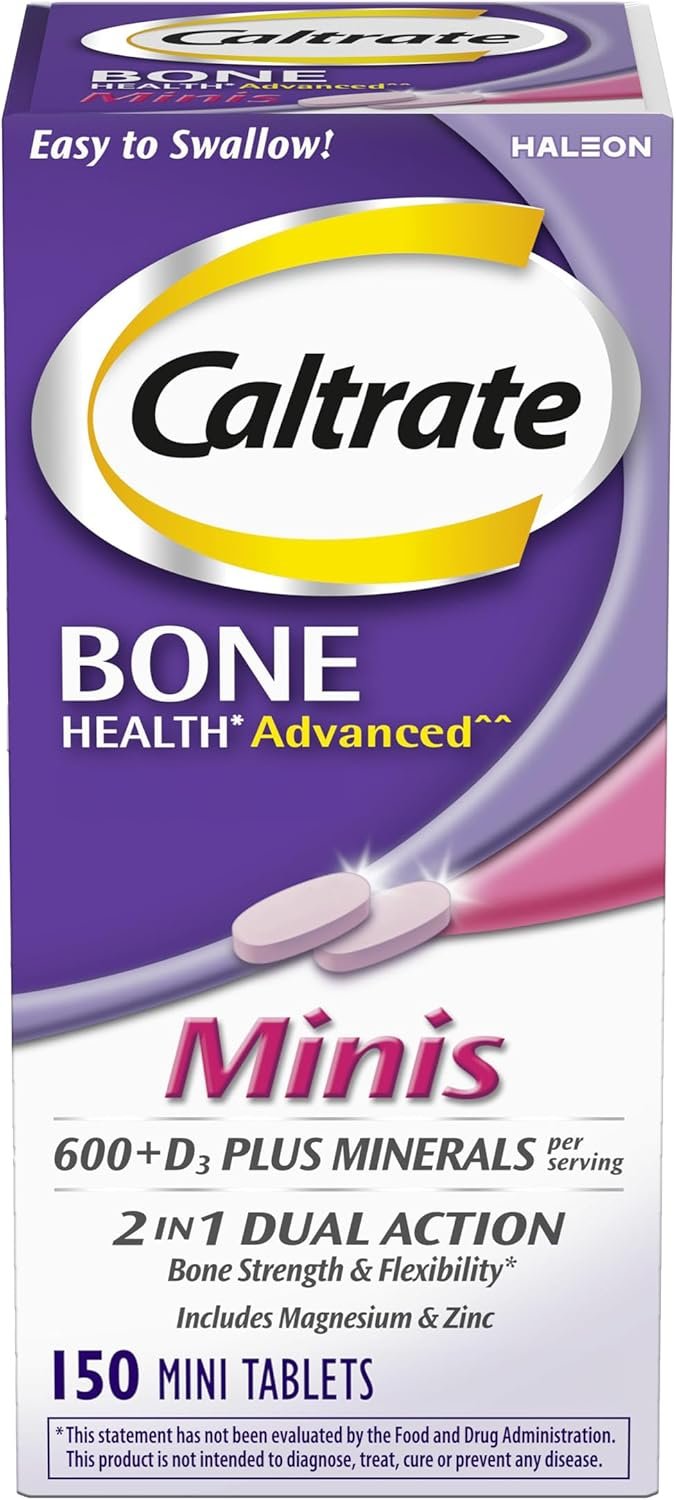 Caltrate Minis 600 Plus D3 Vitamin D and Calcium Supplement Tablets, 150 Ct