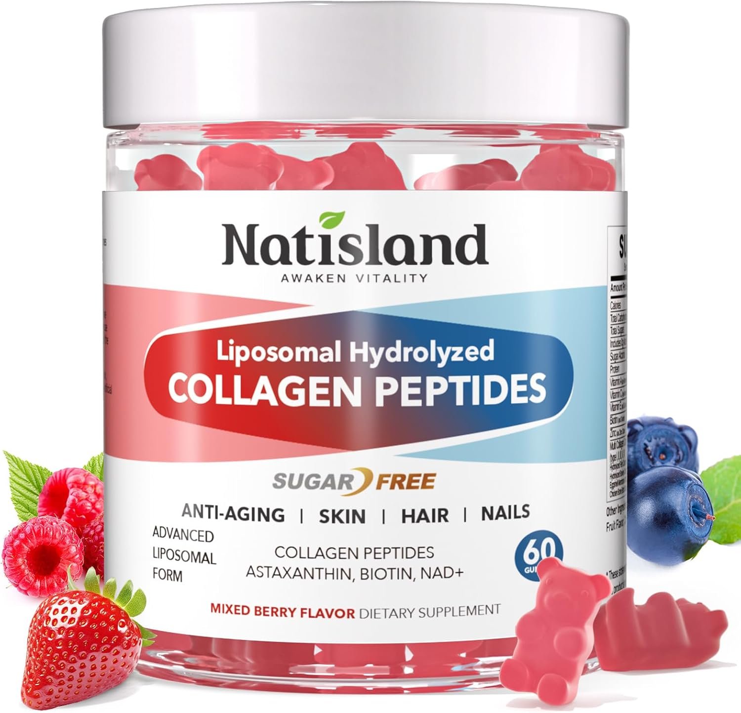 Liposomal Collagen Peptides Gummies, Skin, Hair & Nail Support, 60 Gummies