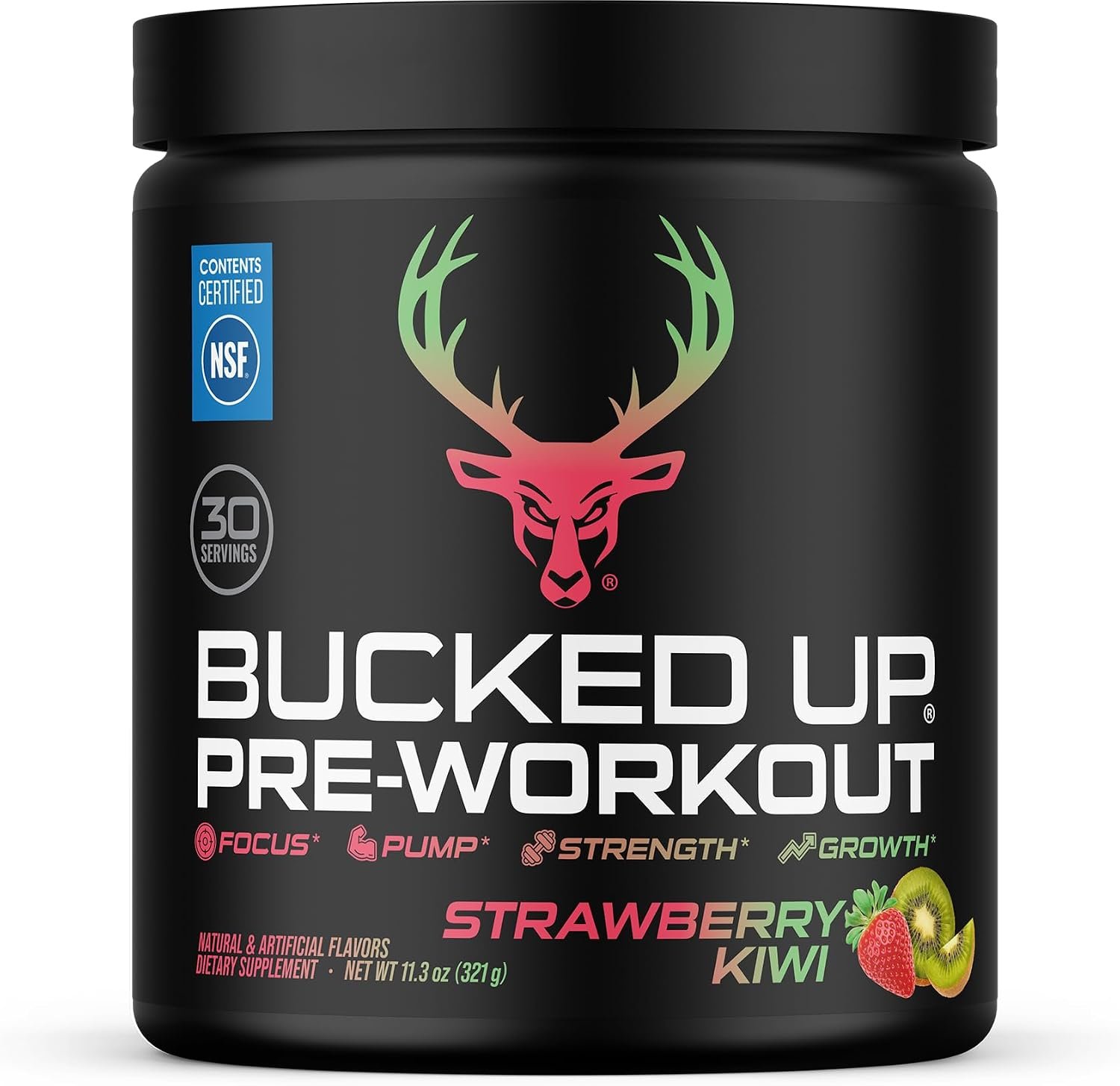 Bucked Up Pre Workout – Best Tasting – 6 Grams Citrulline, 2 Grams Beta Alanine Non Proprietary Blend, Powder (Strawberry Kiwi)