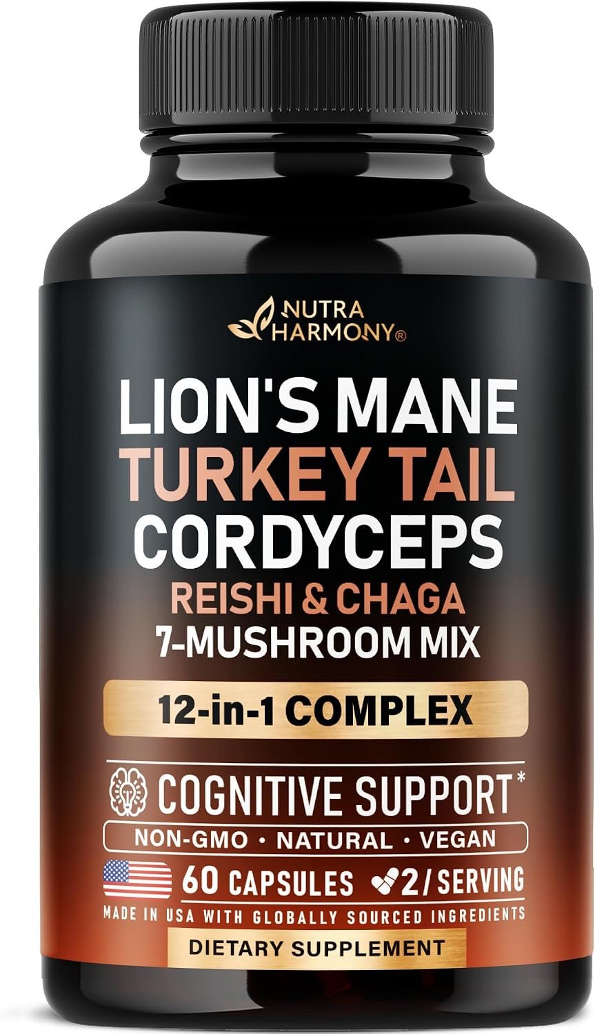 Mushroom Supplement – Mushroom 12in1 Complex – for Women & Men – 60 Caps