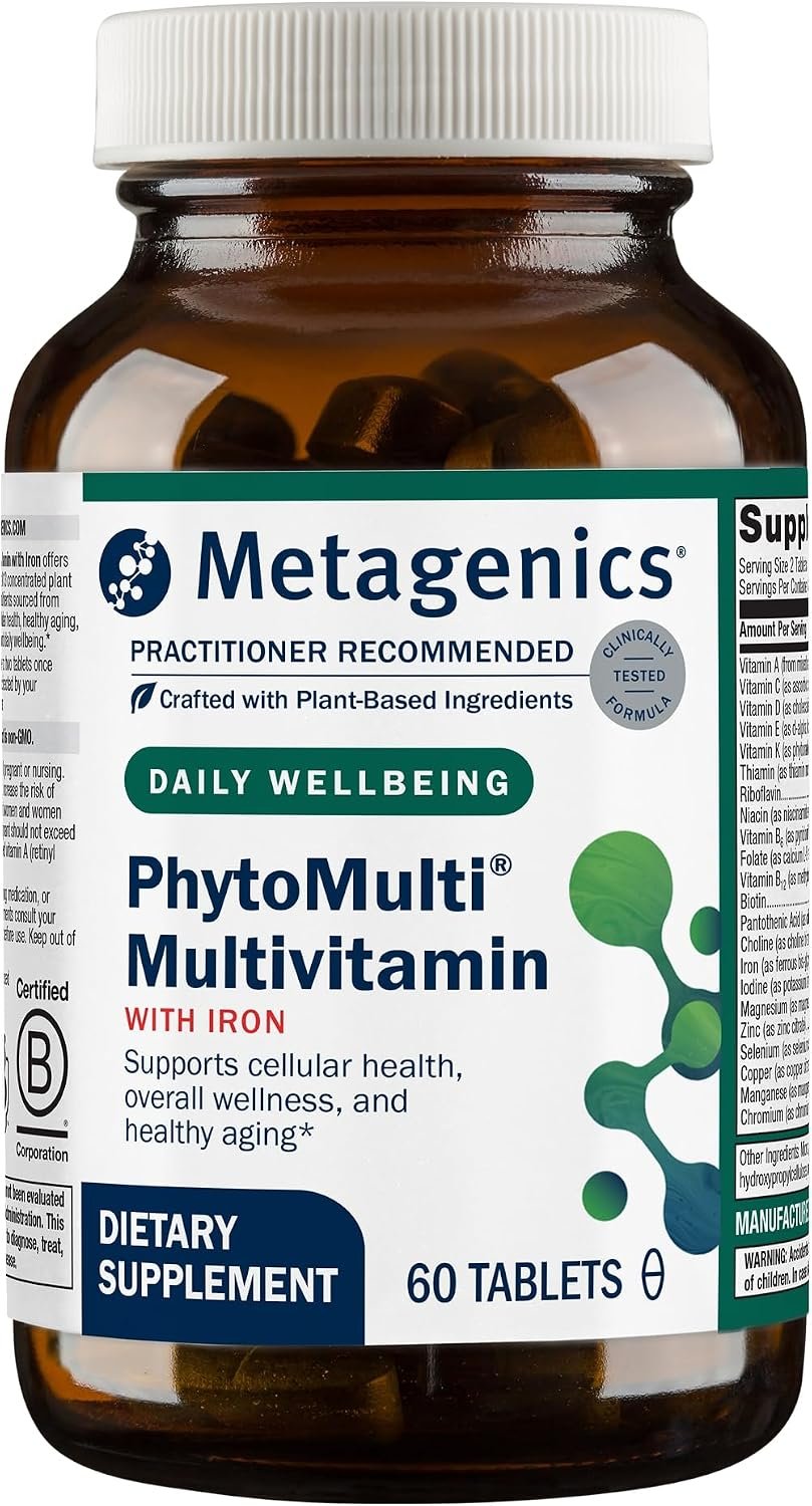 Metagenics PhytoMulti with Iron, Iron Bisglycinate 18 mg, 60 Tablets