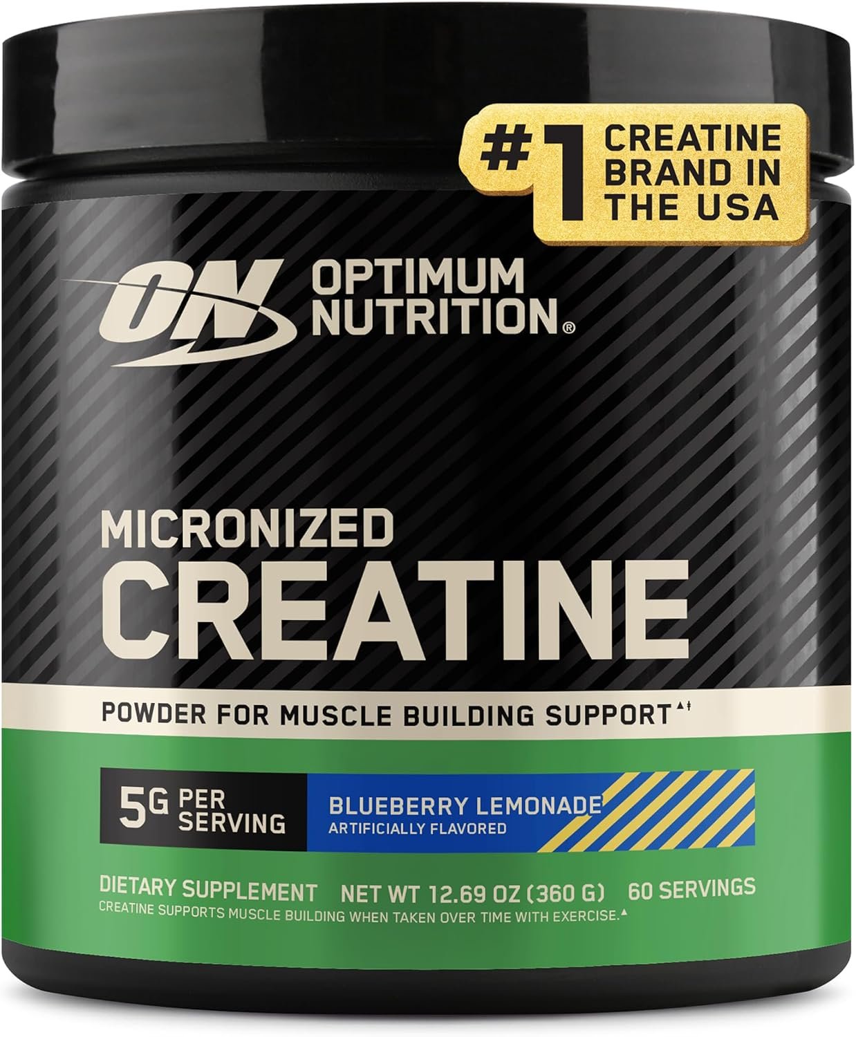 Optimum Nutrition Creatine Monohydrate Powder, Blueberry Lemonade, 12 Oz